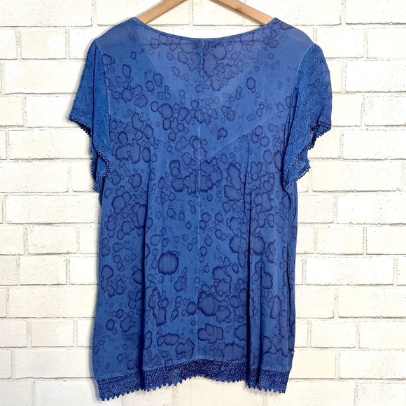 Blue Sakkas Top With Beautiful Details and Color Plus Size - Picture 2 of 11